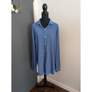 Mizzen + Main Men's Blue‎ Dotted Stretch Trim Fit Button Down Dress Shirt - XXL
